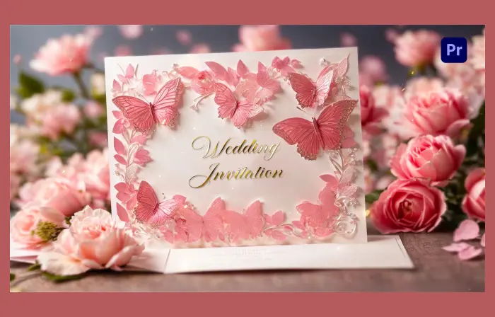 Dreamy 3D Pink Butterfly Themed Wedding Invitation Slideshow